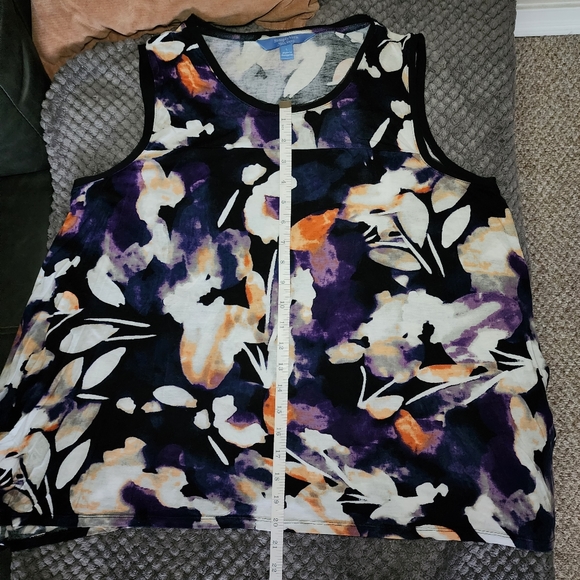 Vera Wang Abstract Floral Tank Top Sz L - Picture 11 of 11